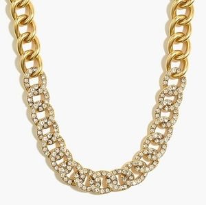 J. Crew Pavé Crystal Gold Chain-link Statement Necklace NWT
